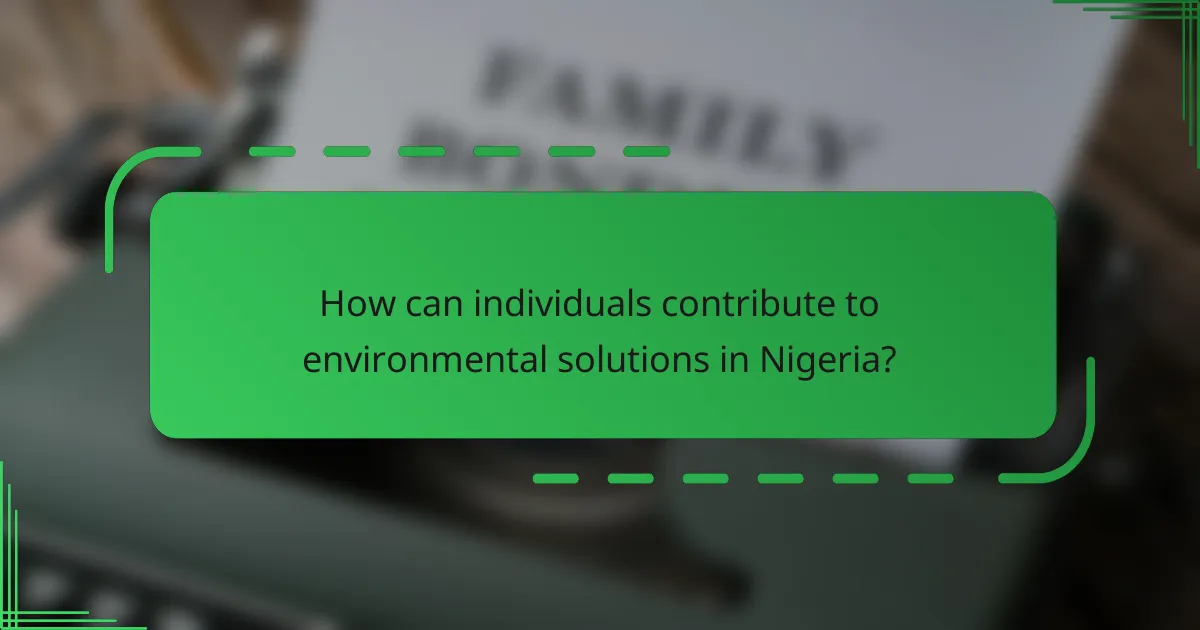How can individuals contribute to environmental solutions in Nigeria?
