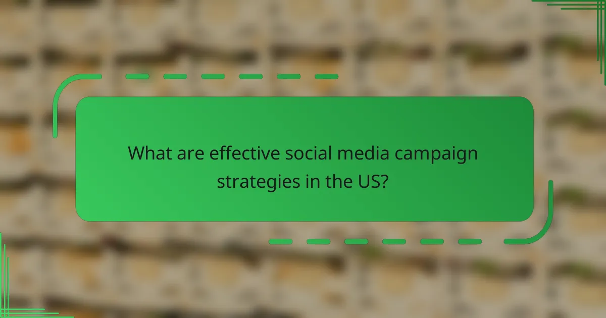 What are effective social media campaign strategies in the US?