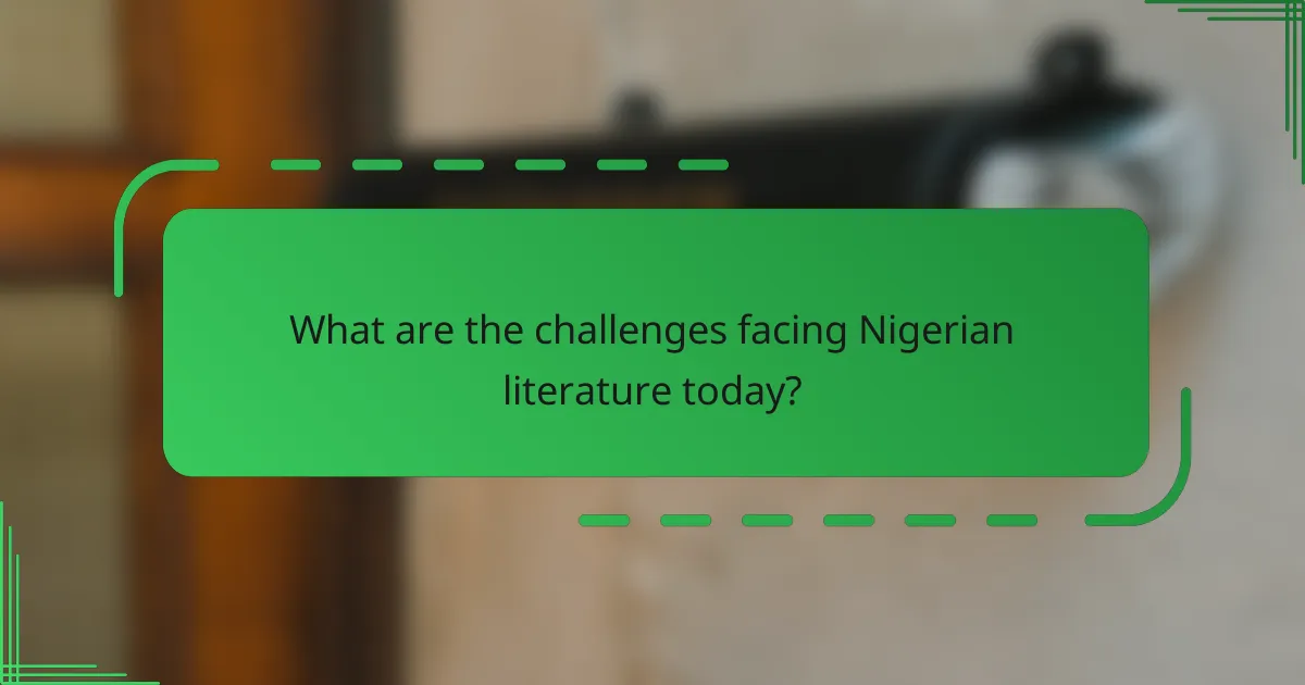 What are the challenges facing Nigerian literature today?